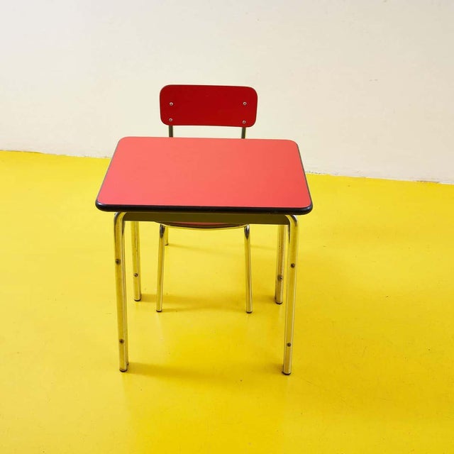 Vintage Metal Table and Chair Set, Set of 2 For Sale - Image 4 of 4