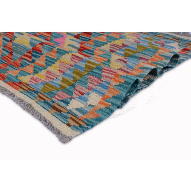 2010s Modern Moroccan Style Hand Woven Colorful Kilim 2'5"x4'4" For Sale - Image 5 of 8