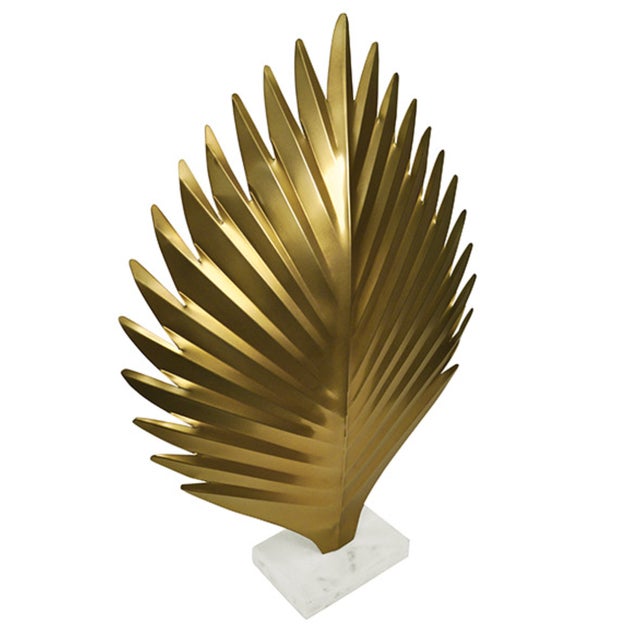 Metal Matthew Izzo Home Sprig Antique Brass Table Sculpture on Marble Base For Sale - Image 7 of 7