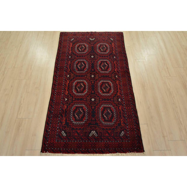Cabin Baloch Rug 3’6” X 6’1” Blue Wool Vintage Tribal Hand-Knotted Oriental Carpet For Sale - Image 3 of 11