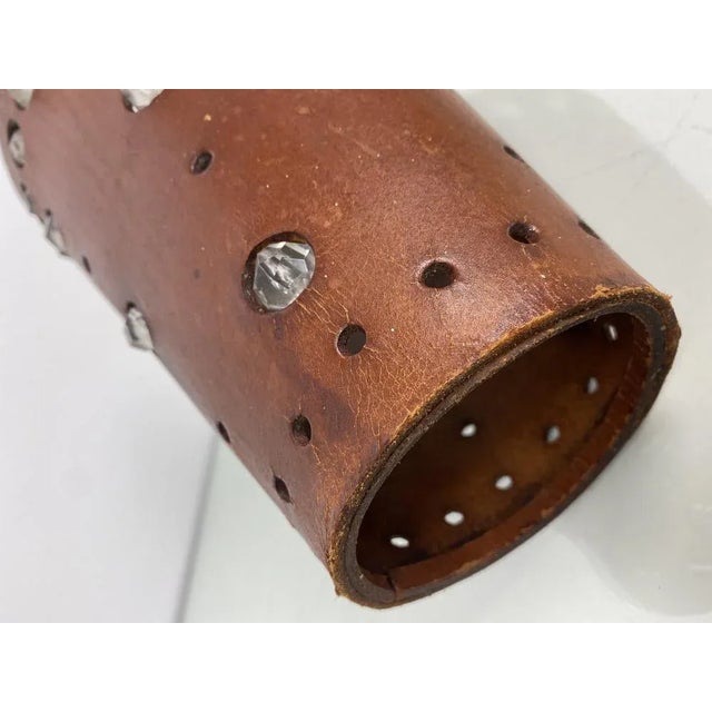 Mid-Century French Thick Leather Table Lamp For Sale - Image 7 of 13