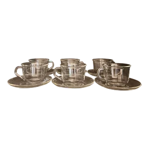 Vintage Arcoroc Glass Coffee Cups and Saucers - Set of 6