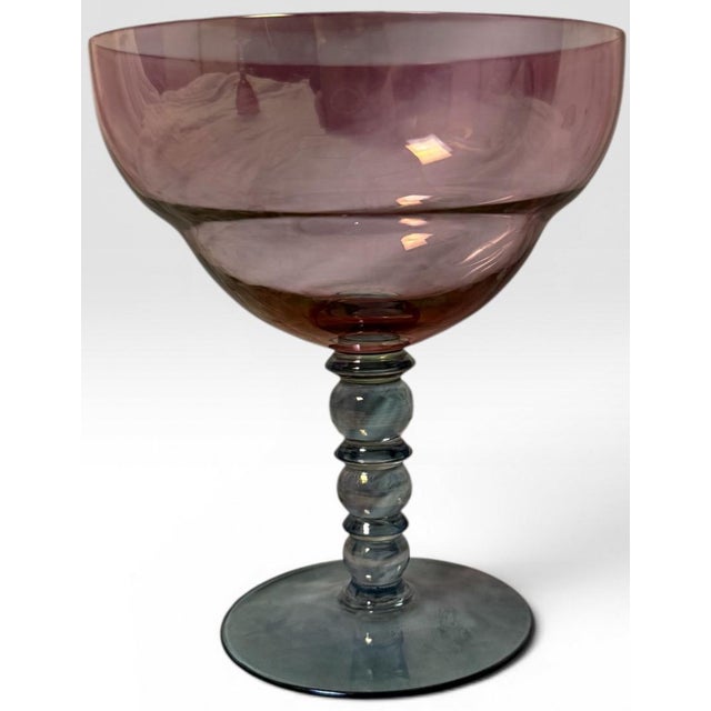 Glass Vintage Mid-Century Cranberry Pink and Clear Art Glass Stemware Lot of 20 For Sale - Image 7 of 15