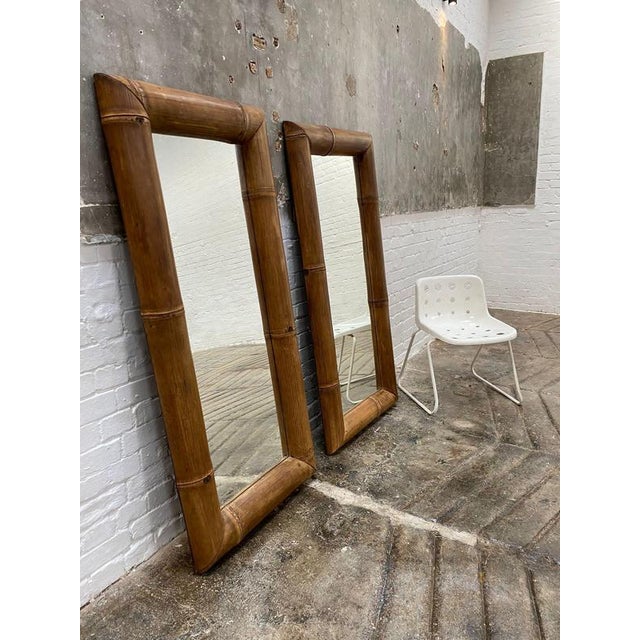 Mid-Century Jumbo Bamboo Mirrors, 1970s, Set of 2 For Sale - Image 9 of 11