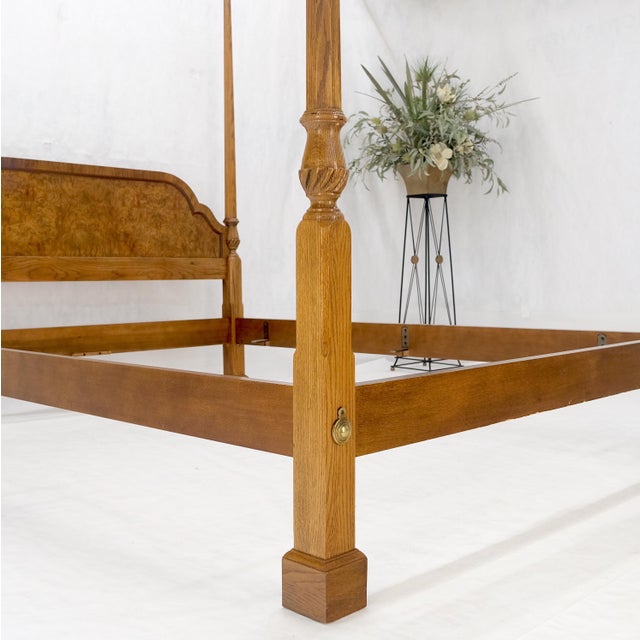 Baker Queen Size Burl Wood Headboard Poster Bed w/ Finials MINT For Sale - Image 15 of 16