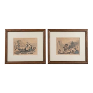 Pair 1820 Swiss Aquatints Ackermann Oberland Geo Barnard Hasli-Thal Brienz For Sale