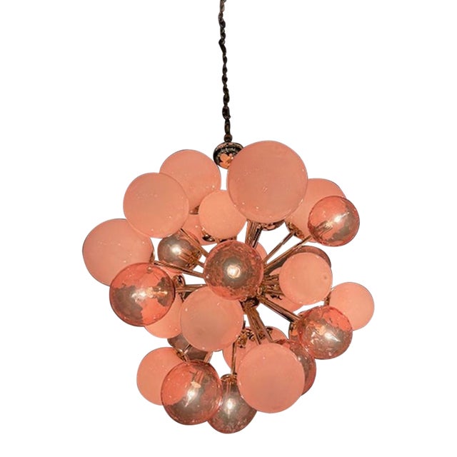 Murano Glass Pink "Cloud" Chandelier For Sale