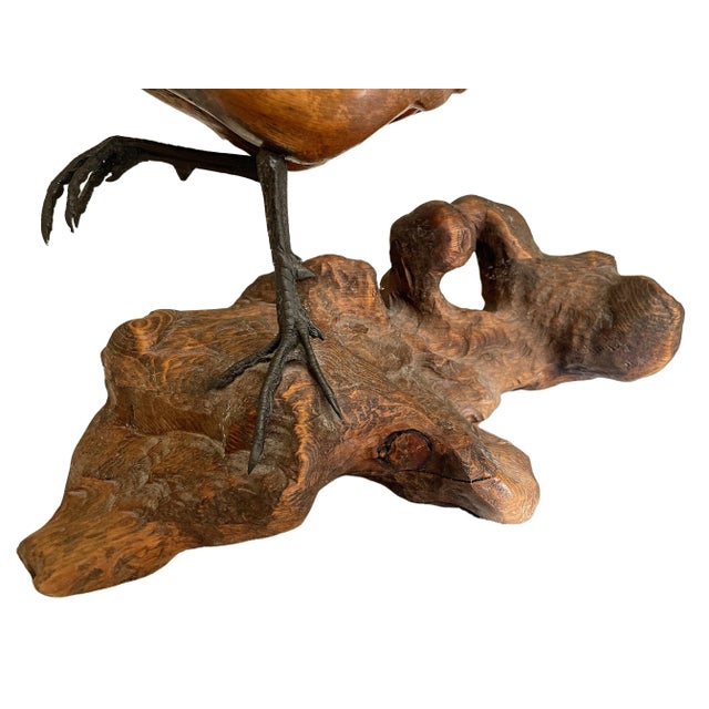 Chestnut 1990s Hand Carved Ring Necked Pheasant For Sale - Image 8 of 11