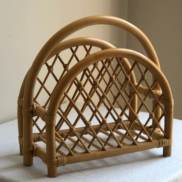Mid 20th Century Vintage Boho Bamboo Magazine Rack For Sale - Image 5 of 13