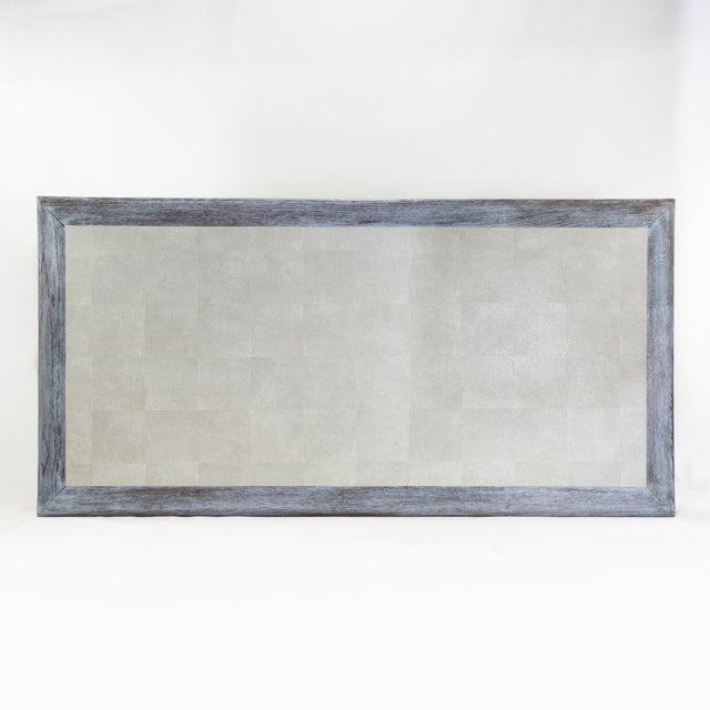 Early 21st Century Vintage Swedish Blue-Grey Wash Wood Coffee Table With Ming Style Leg and Shagreen Top For Sale - Image 5 of 17