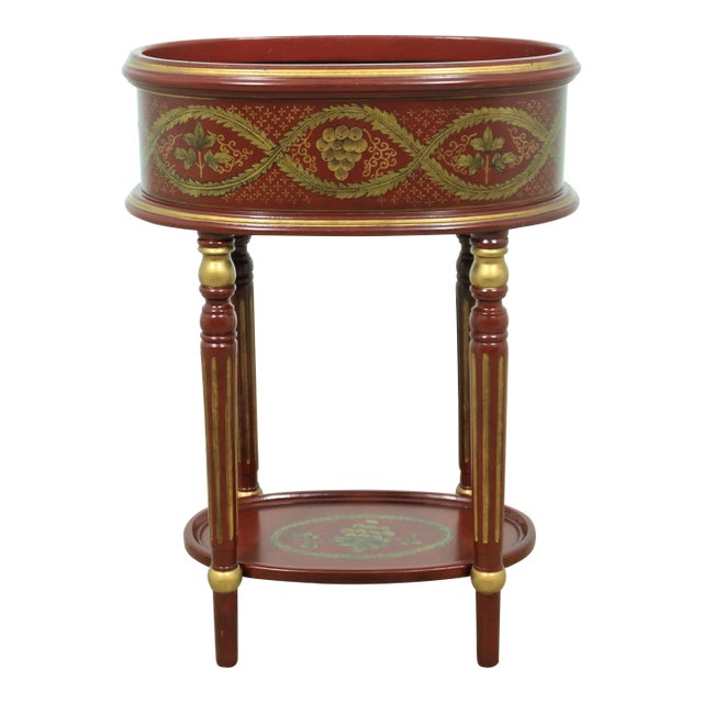 Classical Decorated Red Lacquer Planter Stand For Sale