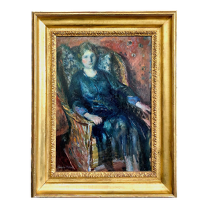 “Portrait of a Seated Lady in Wicker Chair” by American Artist Adolphe Borie (1877–1934)