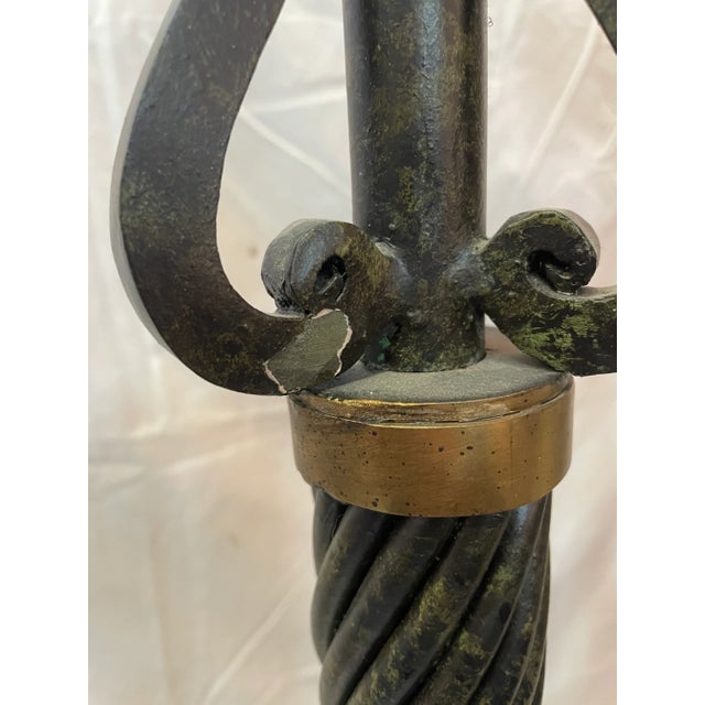 Brass 2000s Maitland-Smith Iron and Brass Large Candlesticks- Set of 3 For Sale - Image 8 of 10