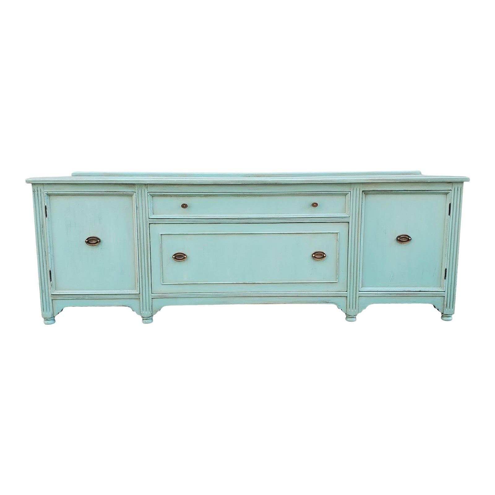 Vintage Painted Blue Credenza Chairish