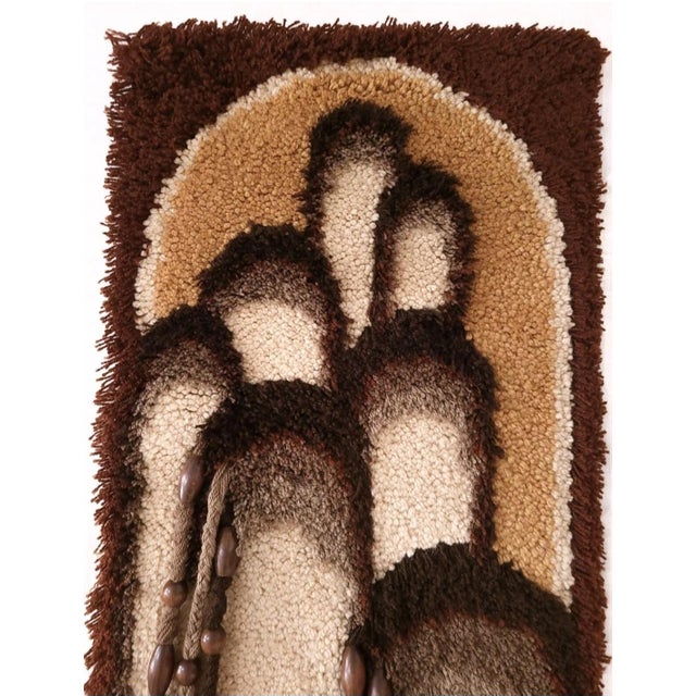 Mid-Century Modern German Handmade Tapestry Wall Rug in Wool, 1970s For Sale - Image 3 of 5