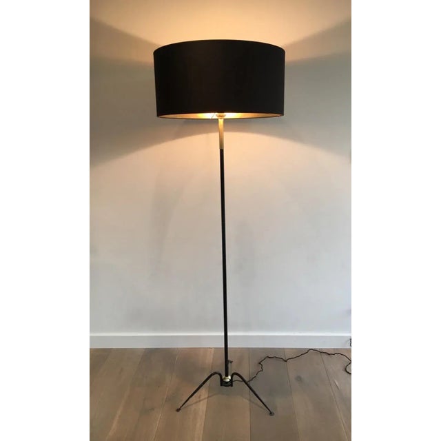 Mid 19th Century Black Lacquered and Brass Design Floor Lamp, French, circa 1950 For Sale - Image 5 of 13