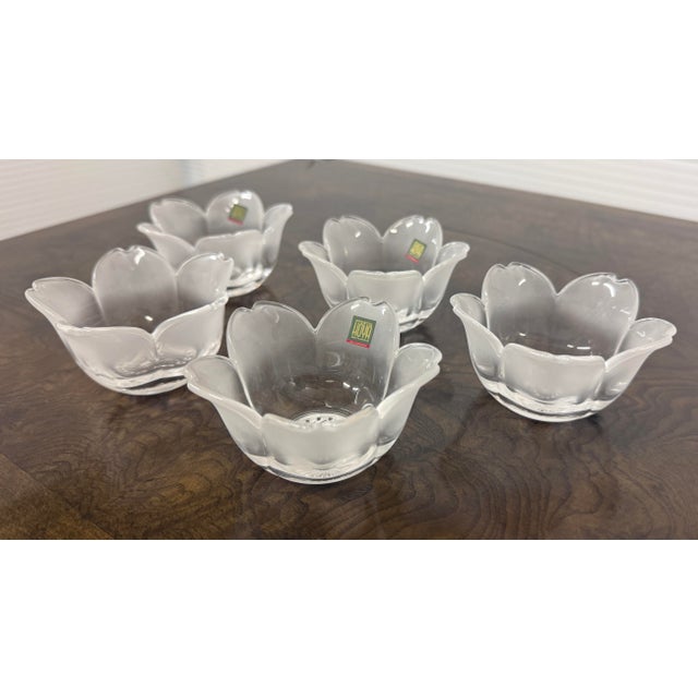 Japanese Japanese Hoya, Japan Crystal Frosted Dessert Cups in Box, Set of Five For Sale - Image 3 of 12