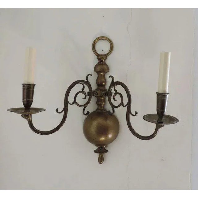 19th Century Dutch Brass Wall Sconces - A Pair For Sale - Image 4 of 11