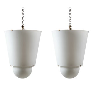 Vintage Pendant Light in Opal Glass and Brass, 1950s For Sale