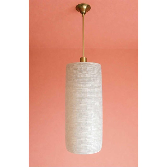 Large Vintage Glass Cylinder Pendant Light, 1950s For Sale - Image 12 of 12