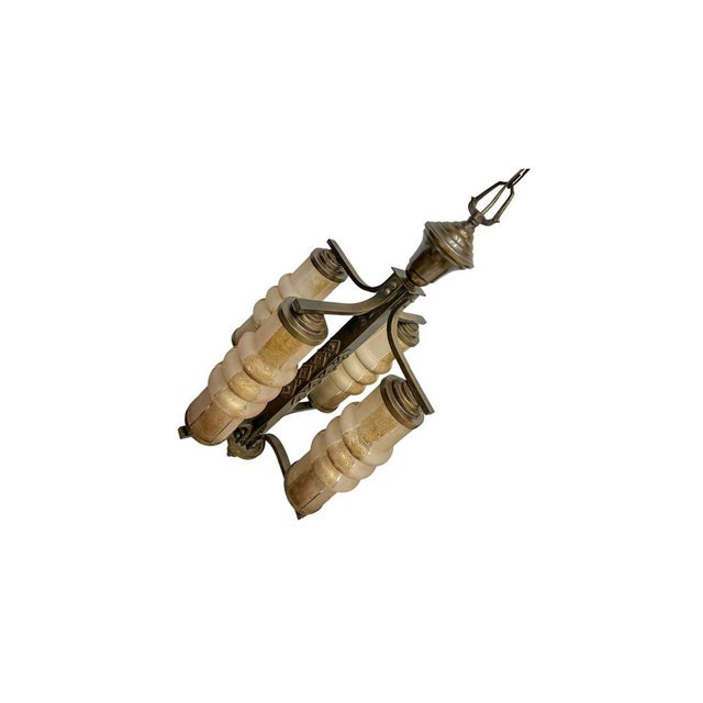 Art Deco Amsterdamse School Geometric Chandelier with Satinated Tubes, 1930 For Sale - Image 6 of 7