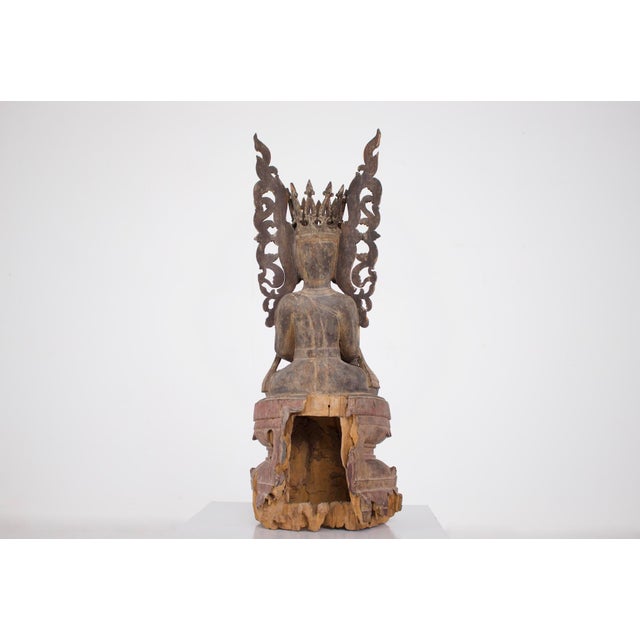 Burmese Artist, Crowned Buddha Shan / Ava Figure, Wood For Sale - Image 10 of 14