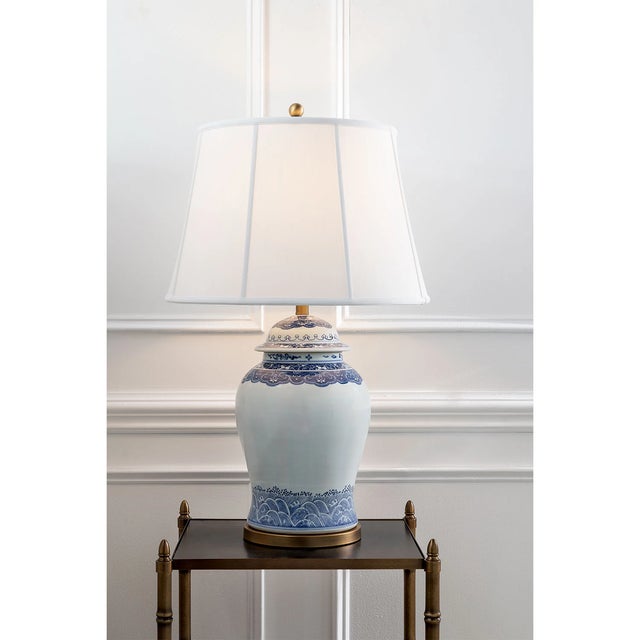 Asian Ming Blue Ginger Jar Lamp For Sale - Image 3 of 4