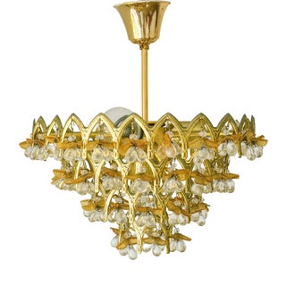 Vintage Murano Glass and Gilt Metal 4-Light Fruit Chandelier, 1970s For Sale
