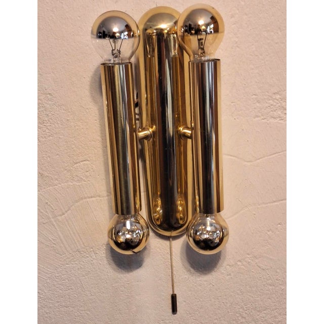 Metal Mid-Century Italian Brass Four-Light Wall Lamps, 1960s, Set of 2 For Sale - Image 7 of 10