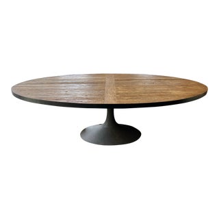 Restoration Hardware Oval Aero Dining Table With Iron Pedestal Base For Sale