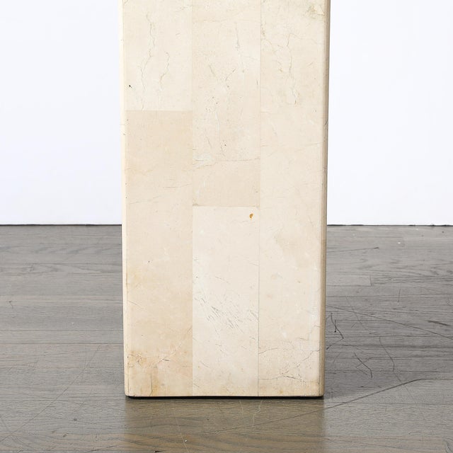 Stone Pair of Mid-Century Modernist Tessellated Travertine Pedestals For Sale - Image 7 of 16