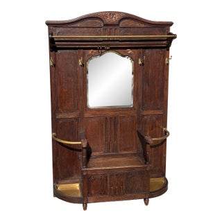 Beautiful Antique Hall Tree With Bench For Sale