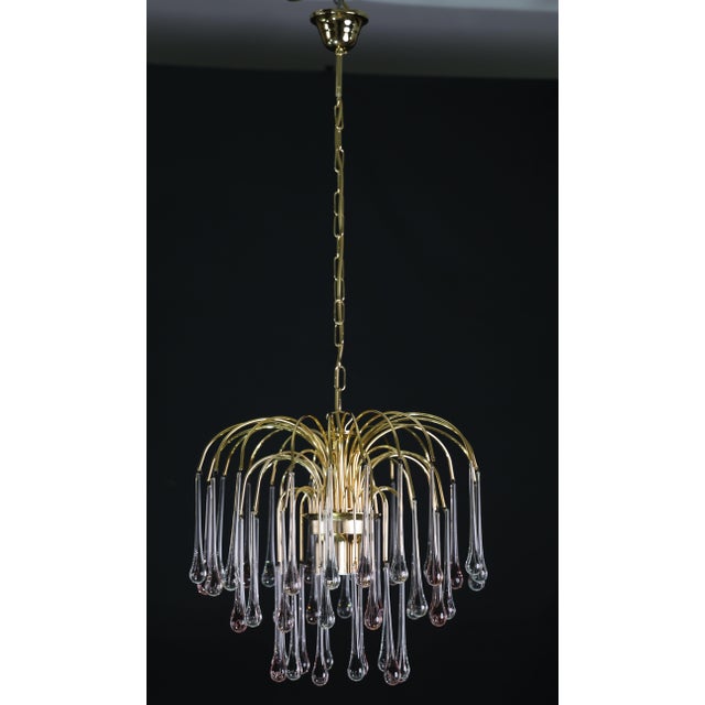 1980s Lady Grace, Chandelier With Pink and Transparent Pendants, Murano Glass For Sale - Image 14 of 15