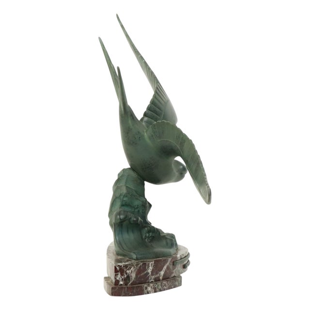 1930s Art Deco Sculpture of Seagull on Marble Base with Bronze Patina For Sale - Image 5 of 17