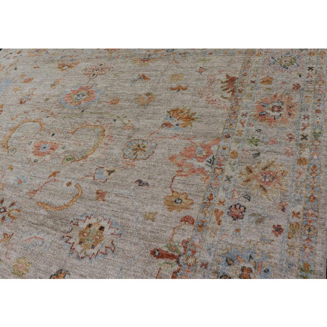 Elegant Reproduction Turkish Angora Oushak Rug With Subtle Colorful ...