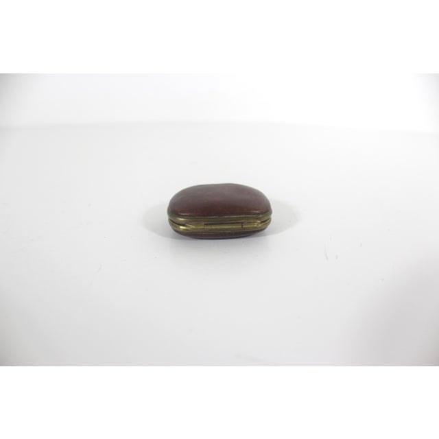 Vintage Leather and Brass Pill Box For Sale - Image 10 of 10