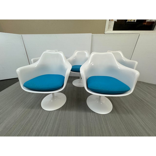 2020s Eero Saarinen for Knoll Tulip Swivel Arm Chairs, Set of Five For Sale - Image 5 of 12