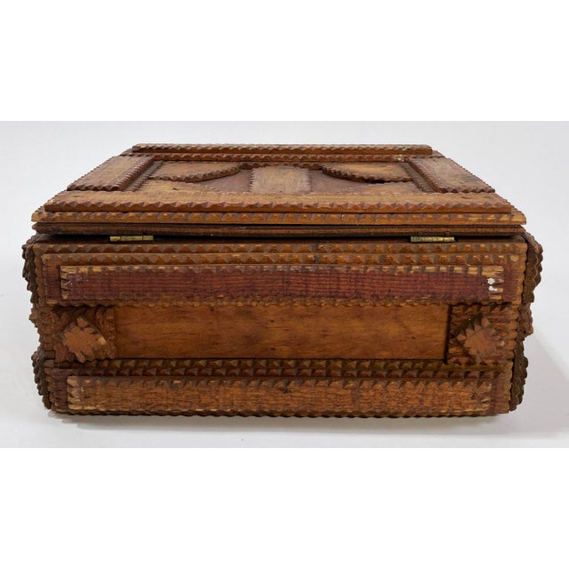 Large Antique Tramp Art Storage Box For Sale - Image 10 of 12