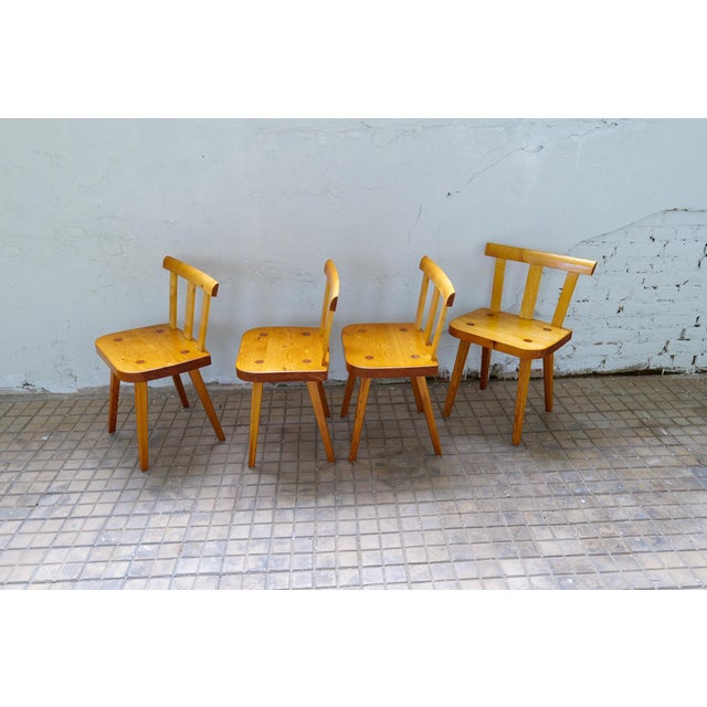 Vintage Swedish Pine Dining Chairs, Set of 4 For Sale - Image 10 of 16