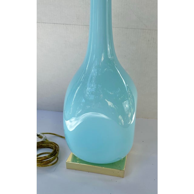 Vintage Murano Glass Long-Neck Blue Table Lamp For Sale In New York - Image 6 of 10