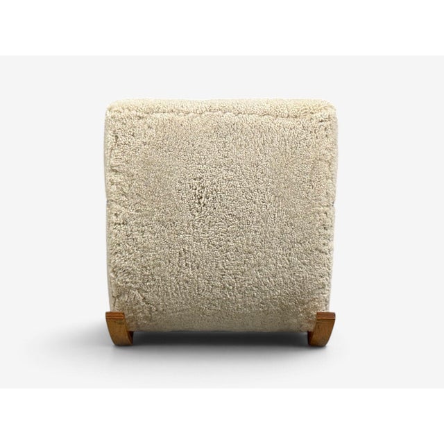 Swedish Modern, Rocking Chair, Elmwood, Beige Shearling, Sweden, 1940s For Sale - Image 13 of 13