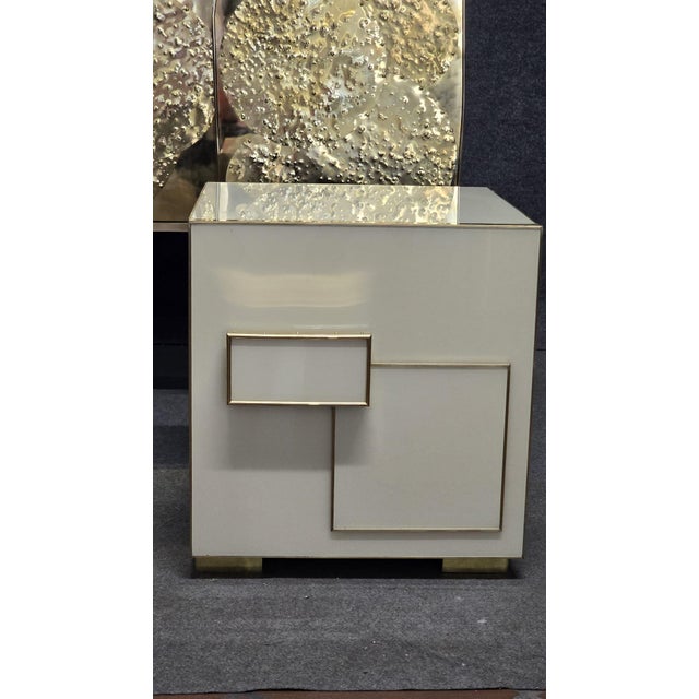 Italian Ivory Murano Glass and Brass Nightstand from Justfurnituress SRL For Sale - Image 11 of 13