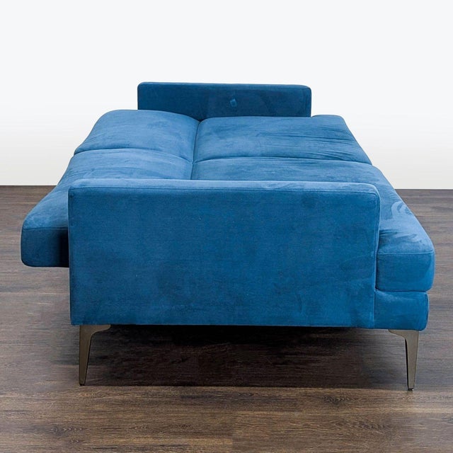 West Elm Andes 3-Seat Blue Sofa Bed – Modern Convertible Couch For Sale In San Francisco - Image 6 of 10