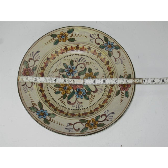 Ceramic Mid 20th Century Platter 12" Earthenware Hand Painted from Portugal Signed - Rustica Lisboa For Sale - Image 7 of 12