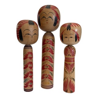 Three Vintage Naroku Kokeshi Dolls For Sale