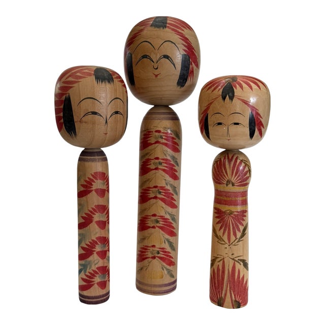 Three Vintage Naroku Kokeshi Dolls For Sale