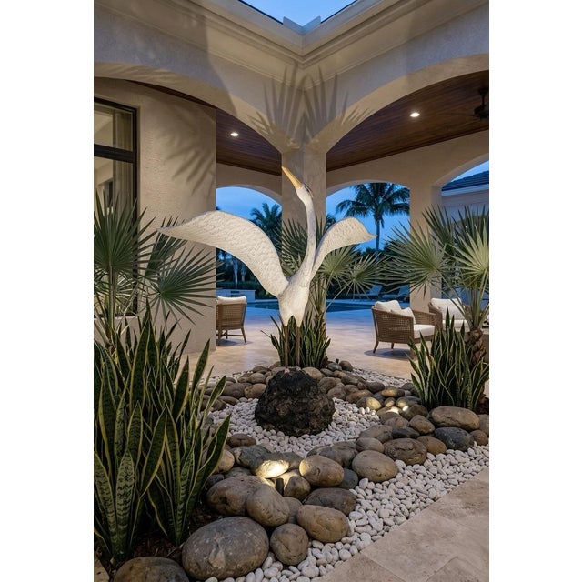 Vintage English Cast Stone Heron Garden Statue For Sale - Image 11 of 12