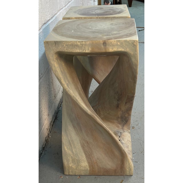 Late 20th Century Late 20th Century Organic Modern Hand-Carved Sculptural Wood Side Tables For Sale - Image 5 of 10