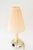 Alpaca ( white metal ) The fabric shade is replaced ( new ) Polished and stove enameled European Plug (up to 250V).The...