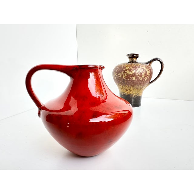 Handcrafted Red Studio Ceramic Jug Vase by Elly & Wilhelm Kuch, Germany, 1960s For Sale - Image 9 of 11